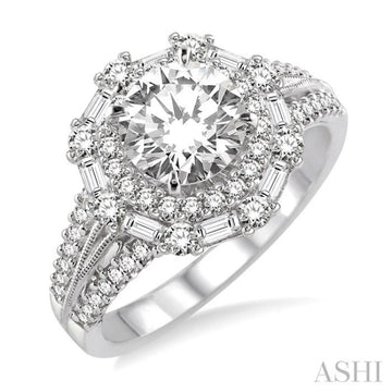 3/4 Ctw Diamond Semi-Mount Engagement Ring in 14K White Gold